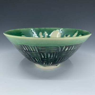 Bowl - Candy Green with Basketweave
